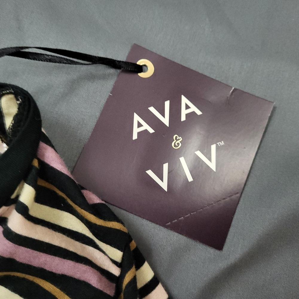 Ava & Viv Womens 1X Striped Long Sleeve Scoop Neck Tee Black Purple Pink NEW - Picture 8 of 14